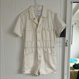 Pistols Parker Utilitarian Short Sleeve Jumpsuit, Ecru